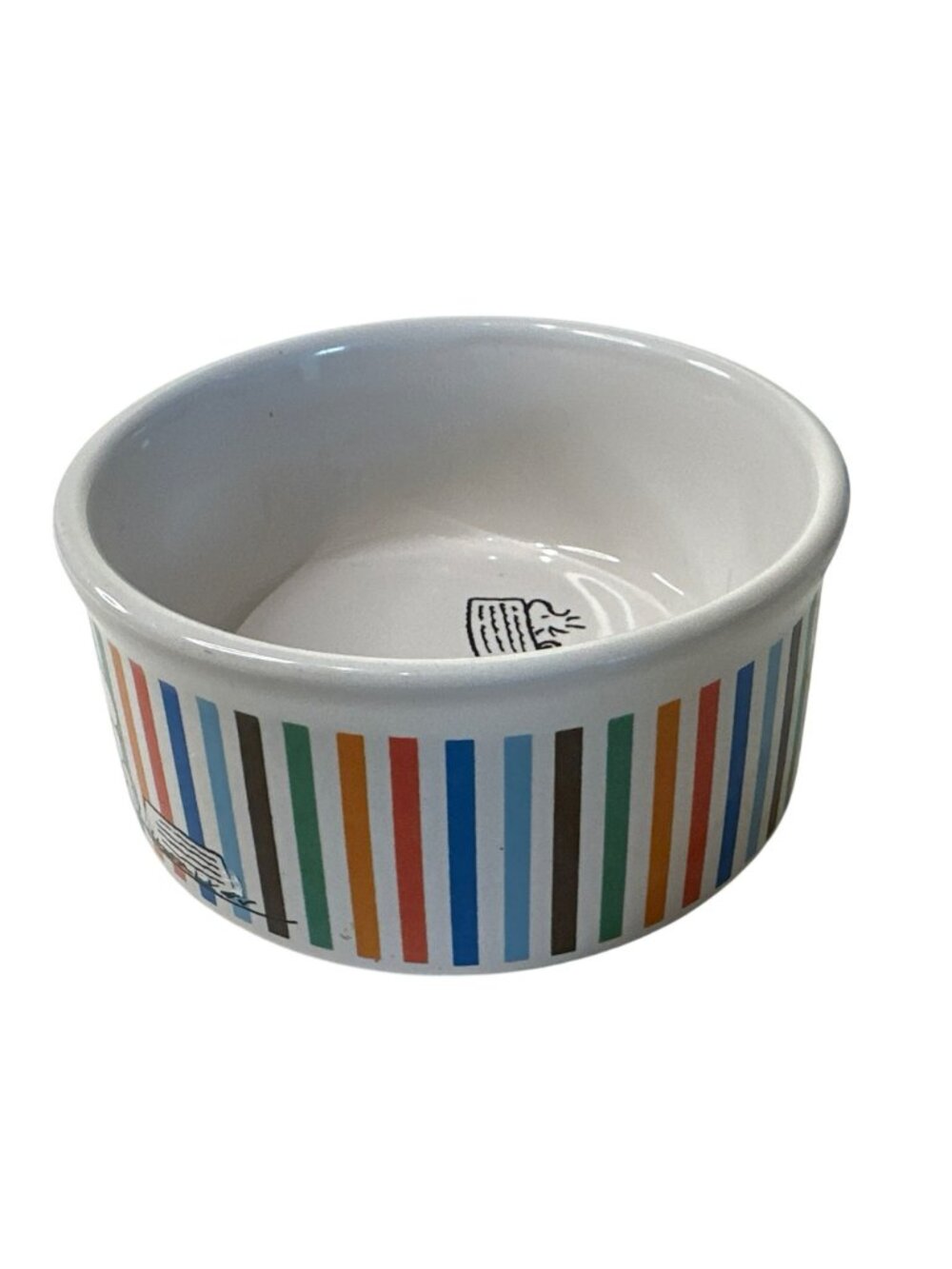 Gibson Snoopy Peanuts Food Bowl Pet Dog Colored Stripes 4.5" Diameter - Picture 4 of 6